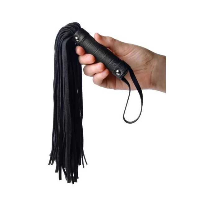 Pleather Pleasure Mini Flogger Black - Hardware & Fasteners