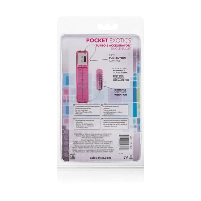 Pocket Exotic Turbo 8 Single Bullet W/ Sleeve Pink - Introducing the Pocket Exotic Turbo 8 Single Bullet Vibrator