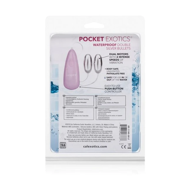 Pocket Exotics Double Silver Bullet Water Prooof - Vibration Modes & Features