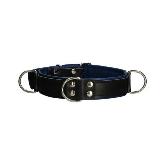 Premium Leather Bondage Collar - Black/blue - Build & Quality