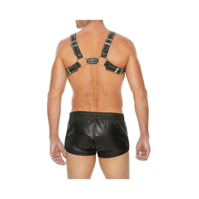 Premium Leather O-ring Zipper Series Bulldog Harness - Hardware & Fasteners