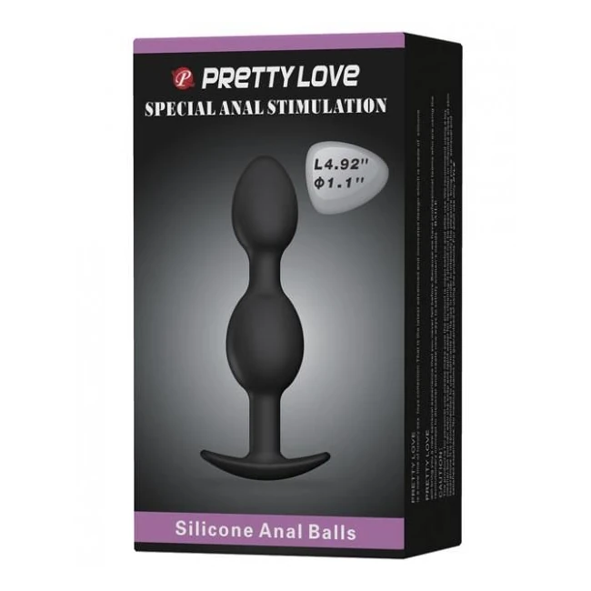 Pretty Love 4.92 Inches Silicone Anal Plug with Ball Black - Shape & Comfort