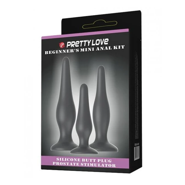 Pretty Love Beginner's Mini Anal Kit Black Set of 3 - Shape & Comfort