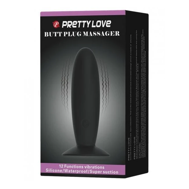 Pretty Love Butt Plug Massager 12 Function Black - Vibration Modes