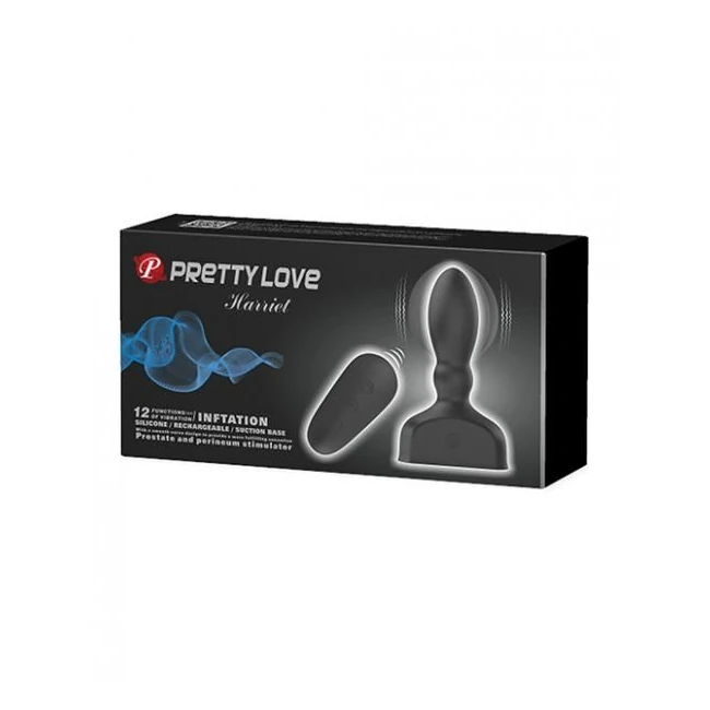 Pretty Love Harriet Inflating Butt Plug Black - Vibration Modes