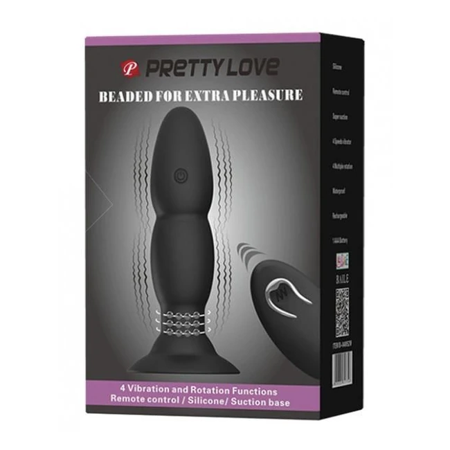 Pretty Love Remote Control Beaded Plug 4 Function Black - Shape & Comfort