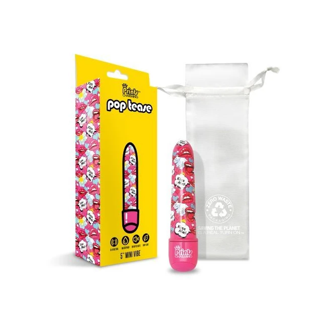 Prints Charming Pop Tease 5in Mini Vibe Kiss Me Pink - Vibration Modes