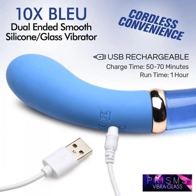 Prisms Vibra-glass 10x Bleu Dual Ended Glass G Spot Vibe - How It Feels