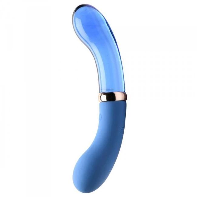 Prisms Vibra-glass 10x Bleu Dual Ended Glass G Spot Vibe - Vibration Modes and Intensity
