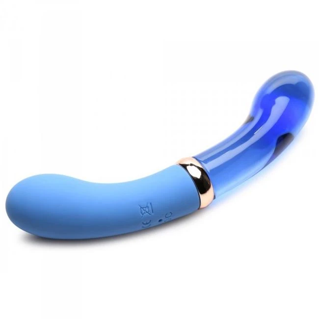 Prisms Vibra-glass 10x Bleu Dual Ended Glass G Spot Vibe - Materials & Design