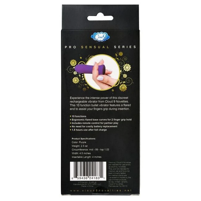 Pro Sensual Power Touch Bullet W/ Remote Control - Specifications