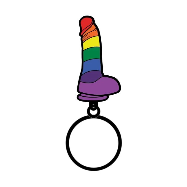 Rainbow Dildo Keychain - Material Feel