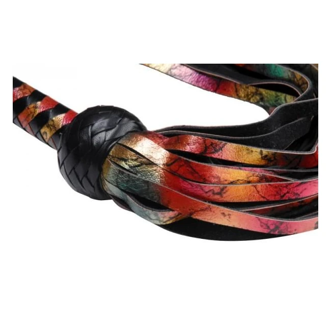 Rainbow Lambskin Leather Flogger - Hardware & Fasteners