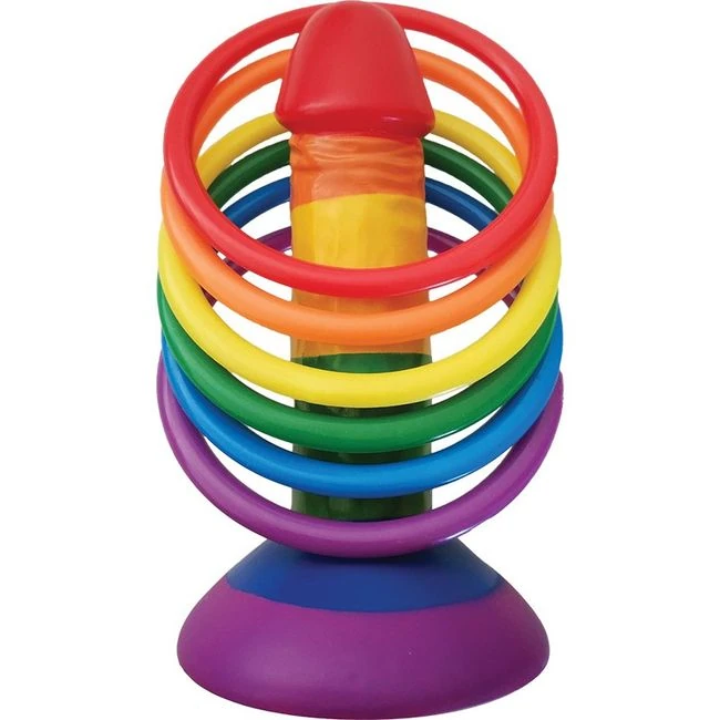 Rainbow Pecker Party Ring Toss - Six Rings Aimed at One Upright Target