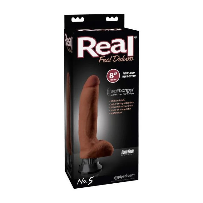 Real Feel Deluxe #5 Brown 8in - Design & Physical Specifications