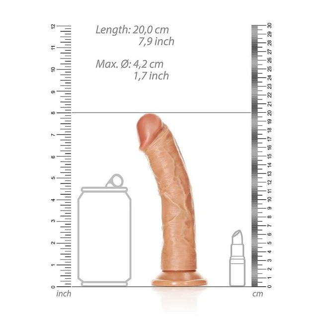 Realrock 7in Realistic Dildo Curved Tan - Material Feel & Construction