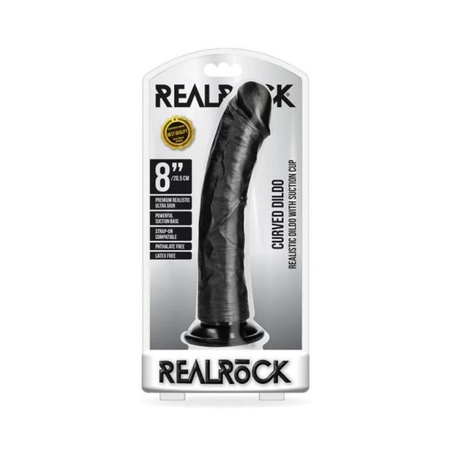Realrock Curved Realistic Dildo With Suction Cup. Chocolate - Material Feel & Construction