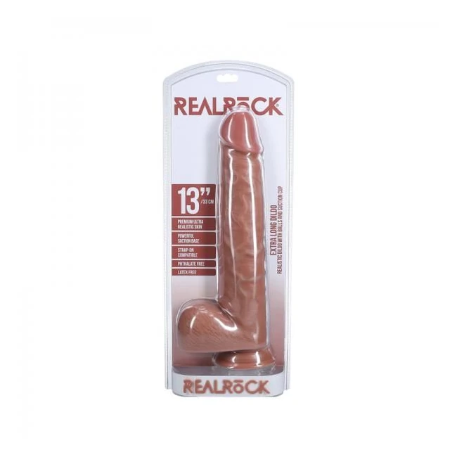 Realrock Extra Long. Dildo With Balls - Shape & Texture