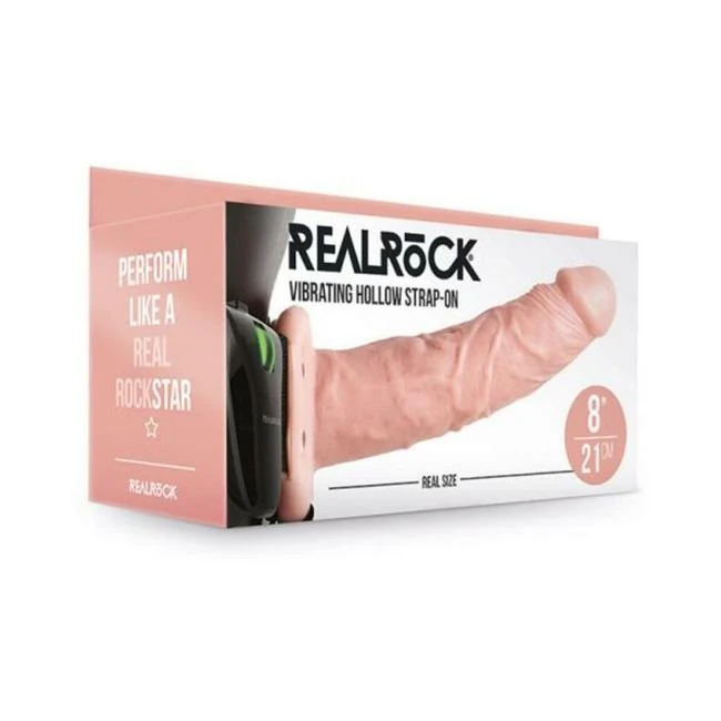 Realrock Vibrating Hollow Strap-on Without Balls. Chocolate - Shape & Texture