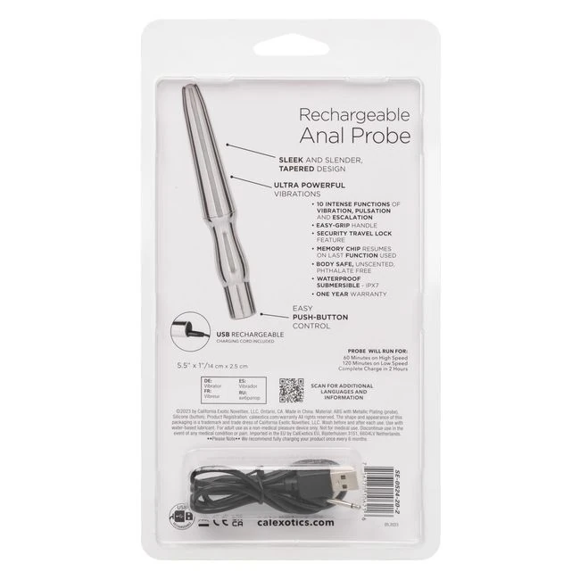 Rechargeable Anal Probe Silver - Vibration Modes and Sensations