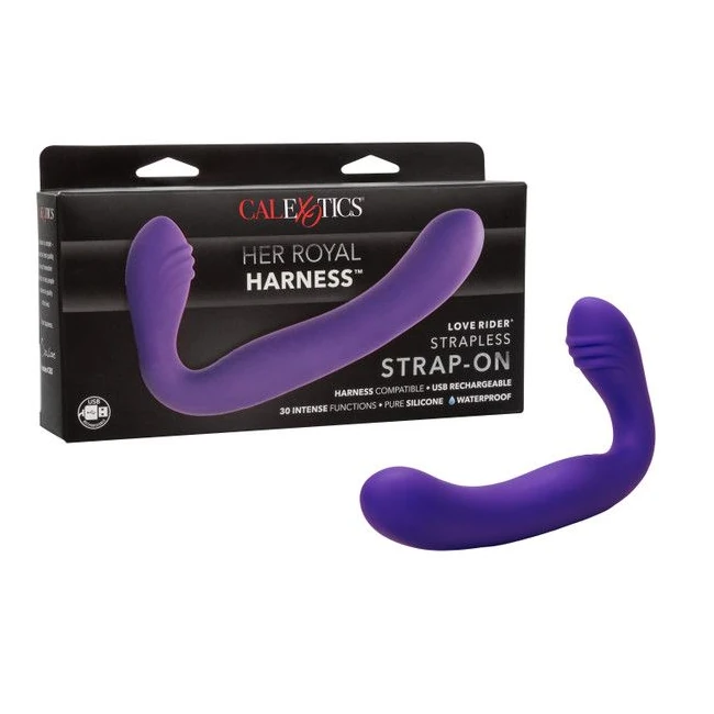 Rechargeable Love Rider Strap on Purple - Introducing the Rechargeable Love Rider Strapless Strap-On in Purple