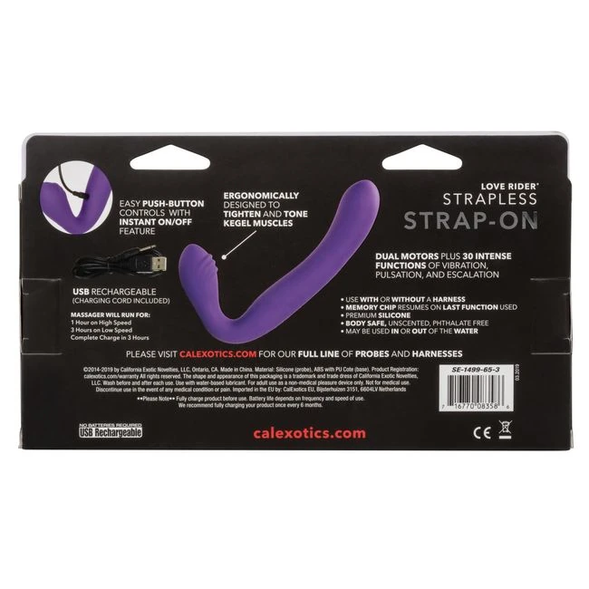 Rechargeable Love Rider Strap on Purple - Vibration Modes and Features