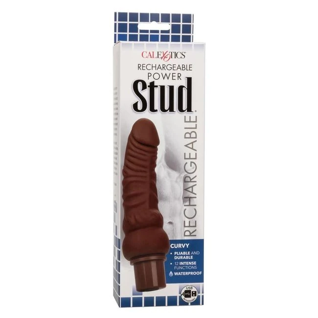 Rechargeable Power Stud Curvy Brown - Experience Deep, Realistic Pleasure