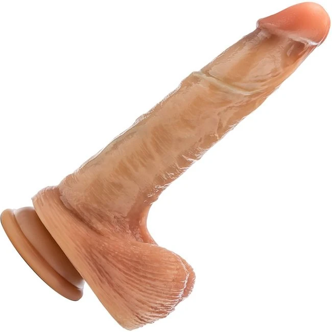 Renaissance Davinci 8 in Sliding Foreskin Dildo Tan - Shape & Texture