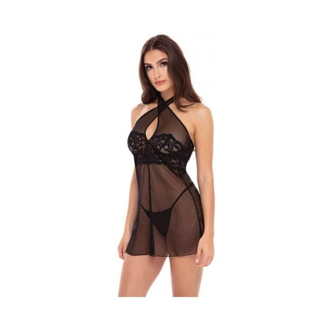 Rene Rofe Midnight Halter Chemise Set - Fabric & Feel