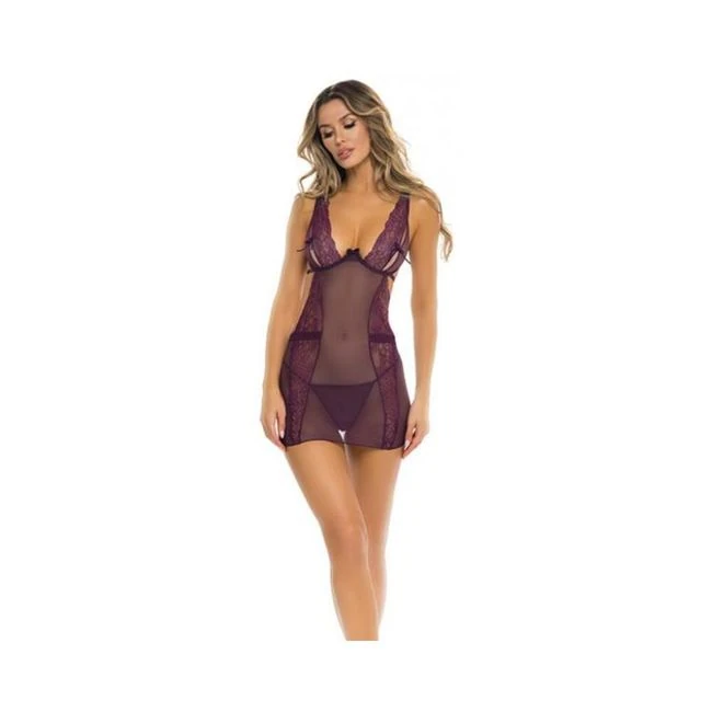 Rene Rofe Sneak Peak Chemise & G-string Purple - Fit & Sizing