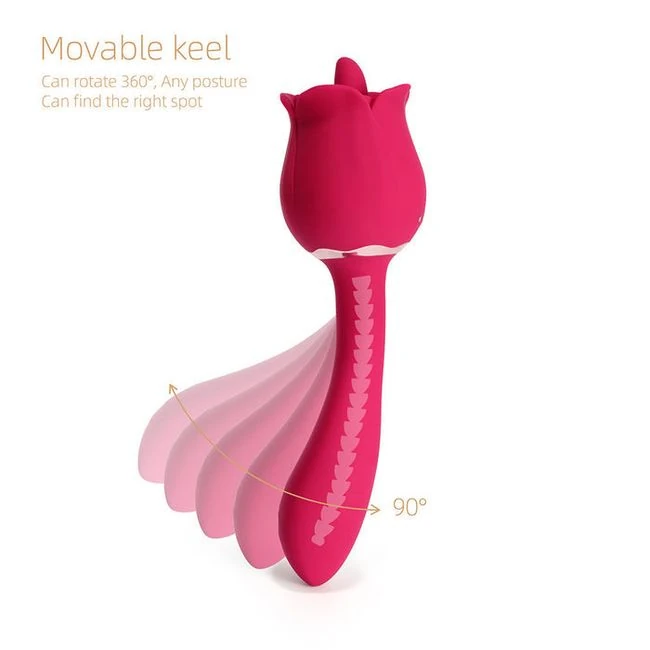 Rhea Clit Licking Tongue Rose Vibrator & G Spot Massager - Red - How It Feels
