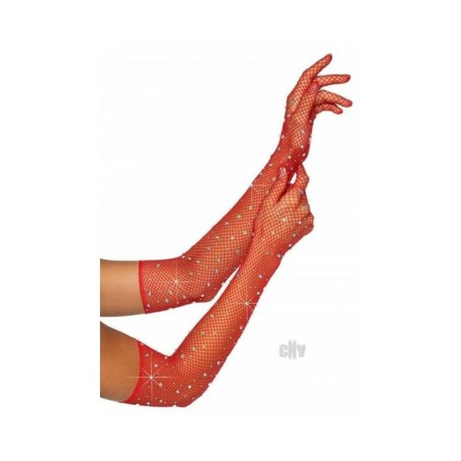 Rhinestone Fishnet Opera Gloves Blk - Fabric & Feel