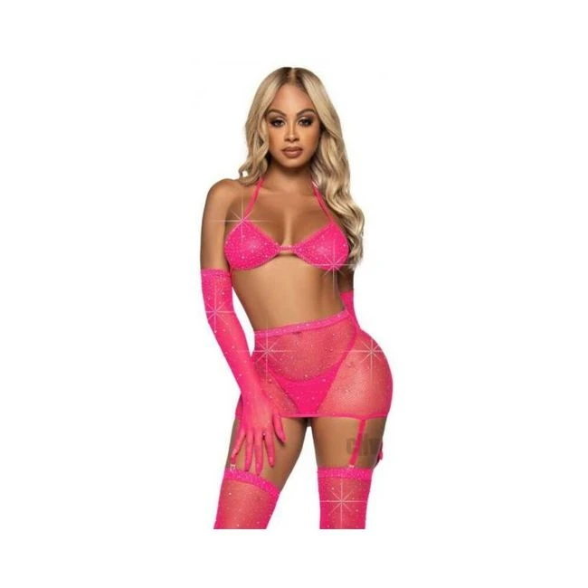 Rhinestone Garter/bikini 5pc Os - Fabric & Feel