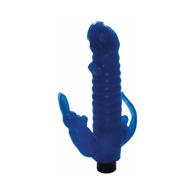 Ribbed Bunny Vibrator with Anal Tickler (blue) - How It Feels