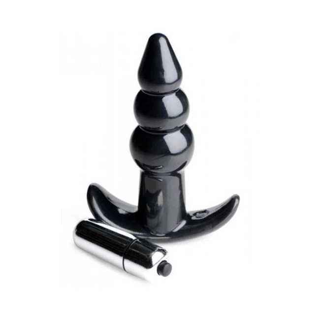 Ribbed Vibrating Butt Plug Black - Shape & Comfort