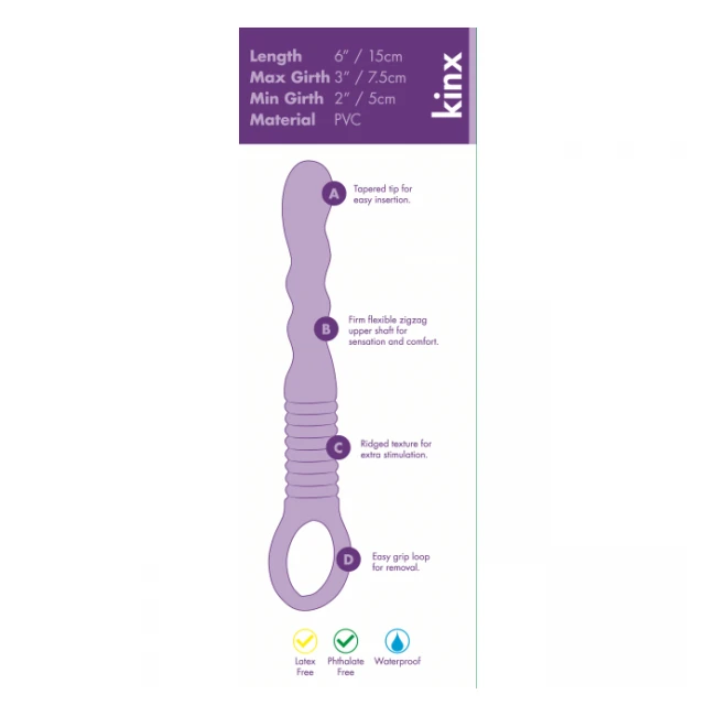 Ridged Anal Wand Blue Kinx - Vibration Modes