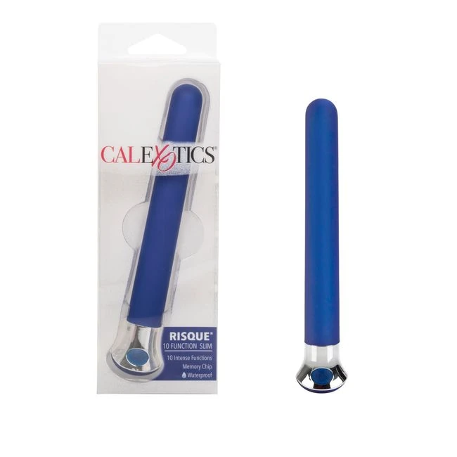 Risque Slim 10 Function Blue - Risque Slim 10 Function Blue Vibrator from California Exotic Novelties
