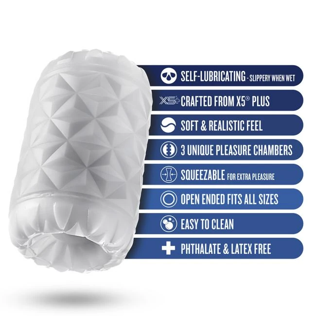 Rize Reakt Self Lubricating Stroker White - Internal Texture: Three Chambers, Three Sensations