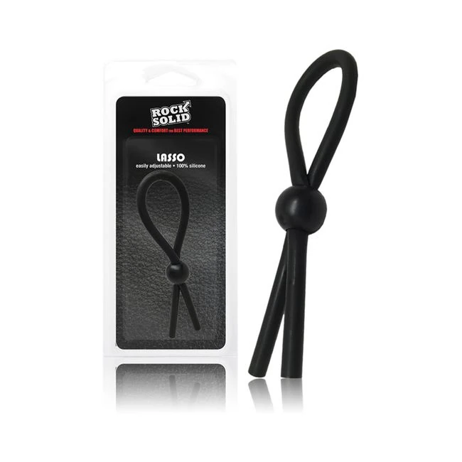 Rock Solid Lasso Single Adjustable Black Silicone Cock Tie - Overview