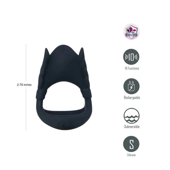 Rocky Black Penis Ring - Three Speeds and Seven Patterns