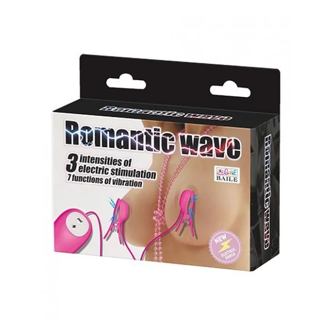 Romantic Wave Electro Shock Vibrating Nipple Clamps Pink - Hardware & Fasteners