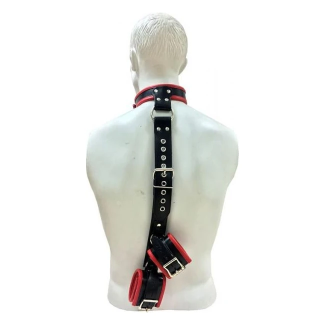 Rouge Leather Neck to Hand Restraint Black Red - Build & Quality