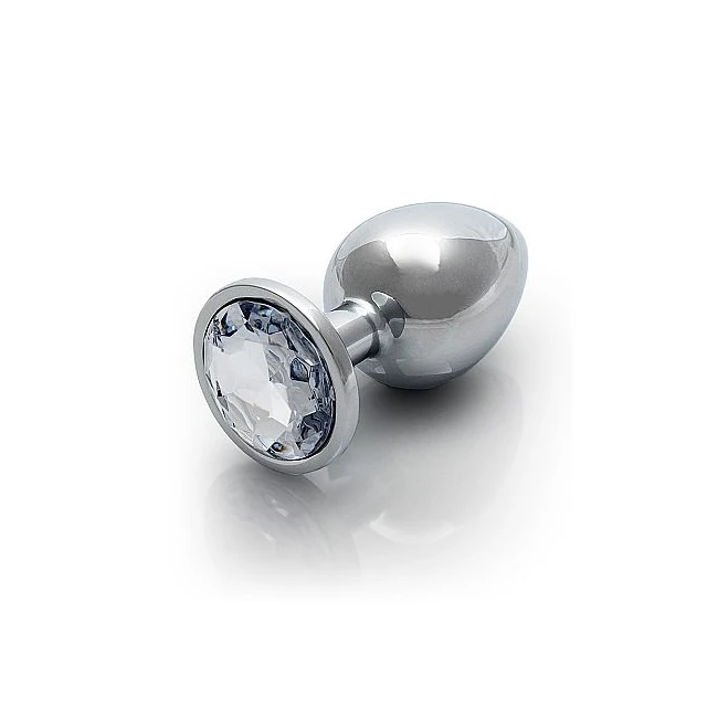Round Gem Butt Plug Silver Diamond - A Smooth Acrylic Shape with a Tapered Tip