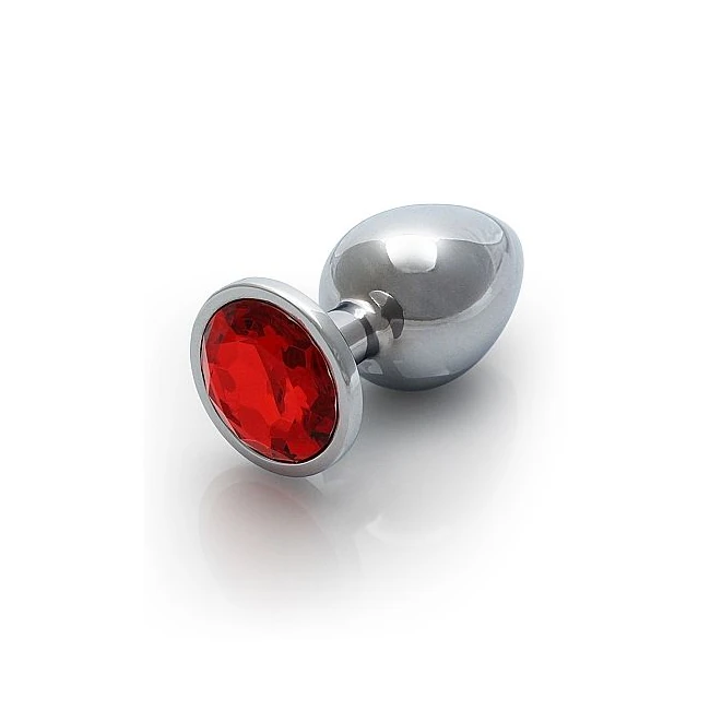 Round Gem Butt Plug Silver Ruby Red - A 2.44-Inch Insertion Length in a Compact Shape