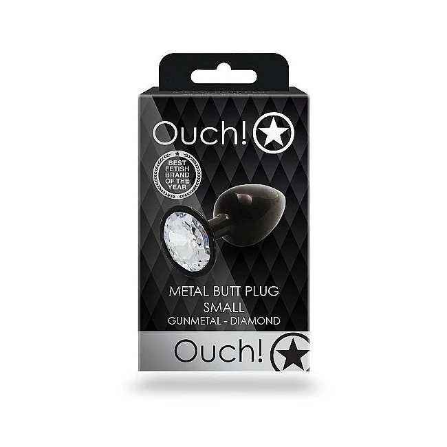 Round Gem Butt Plug Gunmetal Diamond - Two Sizes Built on the Same Shape