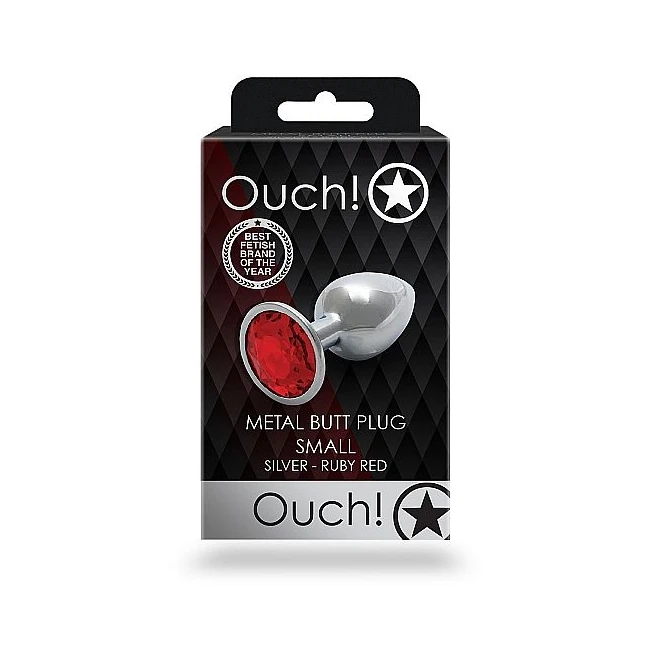 Round Gem Butt Plug Silver Ruby Red - Tapered Tip and Flared Base for a Steady Fit