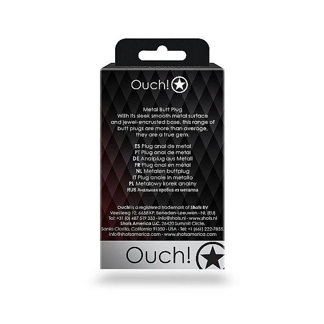 Round Gem Butt Plug Silver Ruby Red - Splashproof Acrylic for Shower and Bath Use