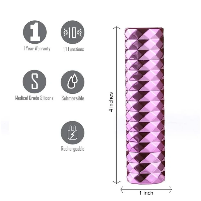 Roxie Maia Crystal Gem Lipstick Vibrator Pink - Power & Performance