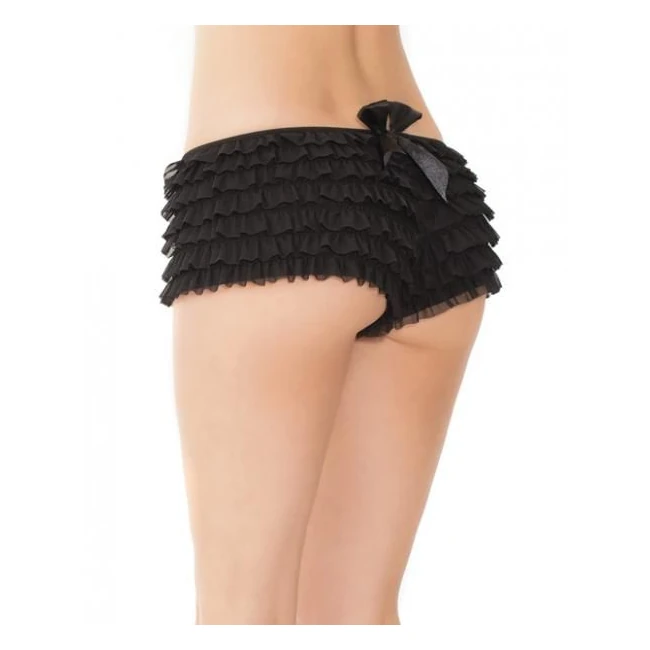 Ruffle Shorts Back Bow Detail Black/xl - Fabric & Feel
