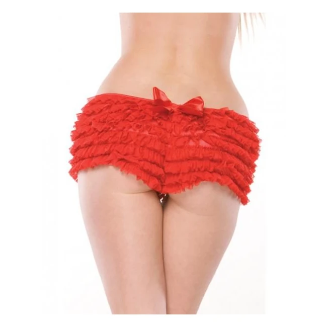 Ruffle Shorts Back Bow Detail Black/xl - Fit & Sizing